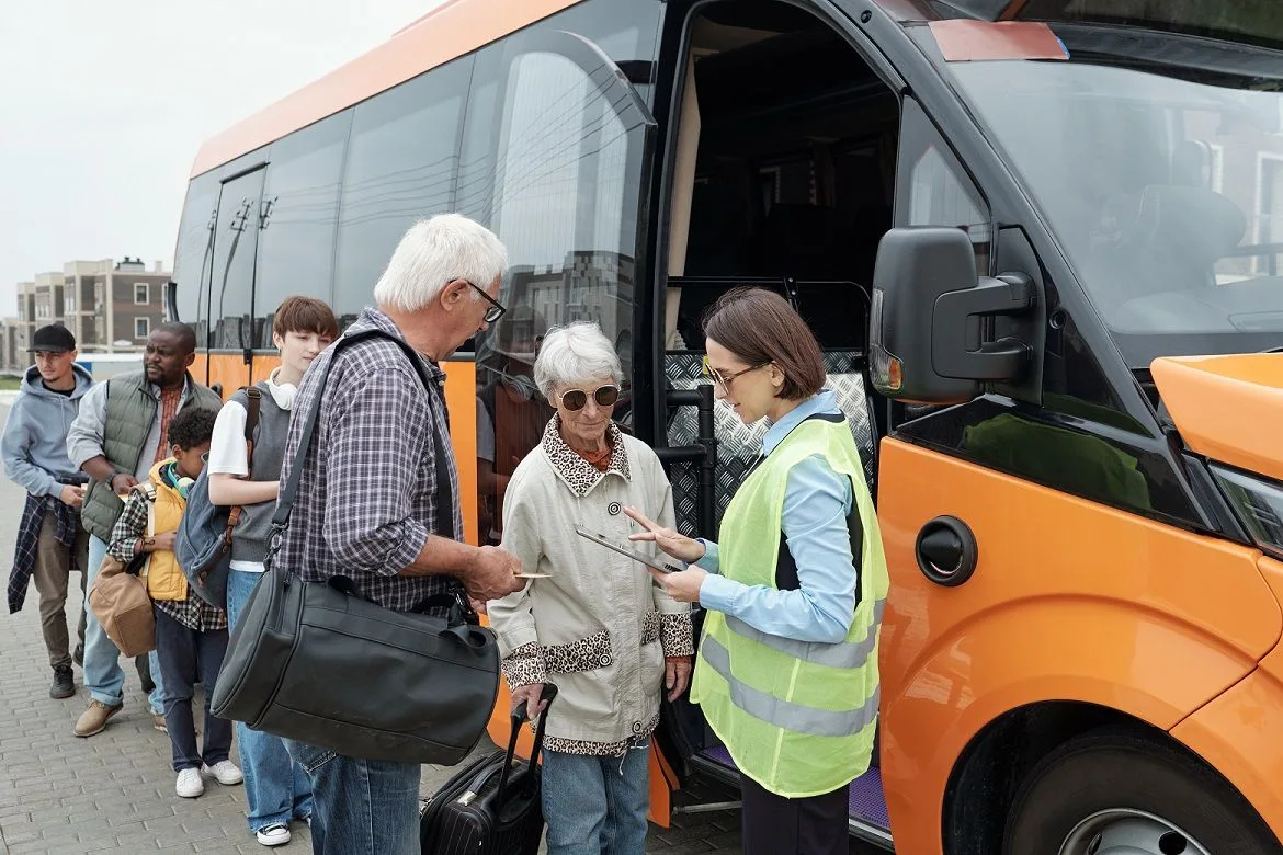 bus conductor checking tickets of passengers befor 2021 10 20 03 16 31 utc